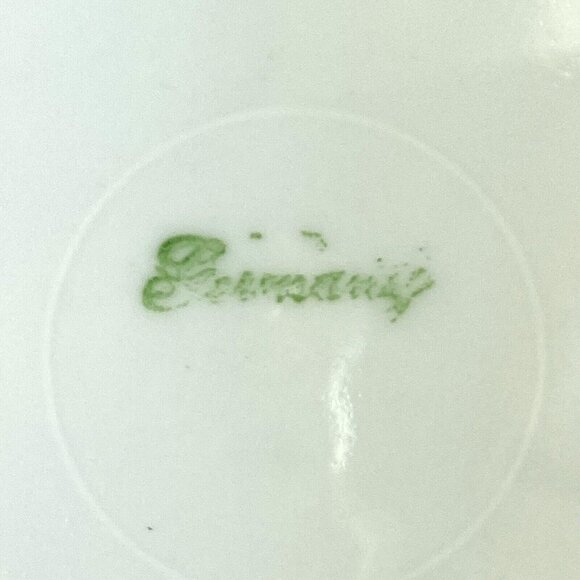 Nappy Plate Candy Trinket Dish Stripes Flowers White Gold Marked Germany Round - Picture 8 of 12